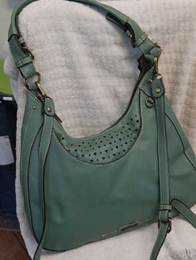 Chala Mint Green Pebbled Hobo with Heart Cutouts